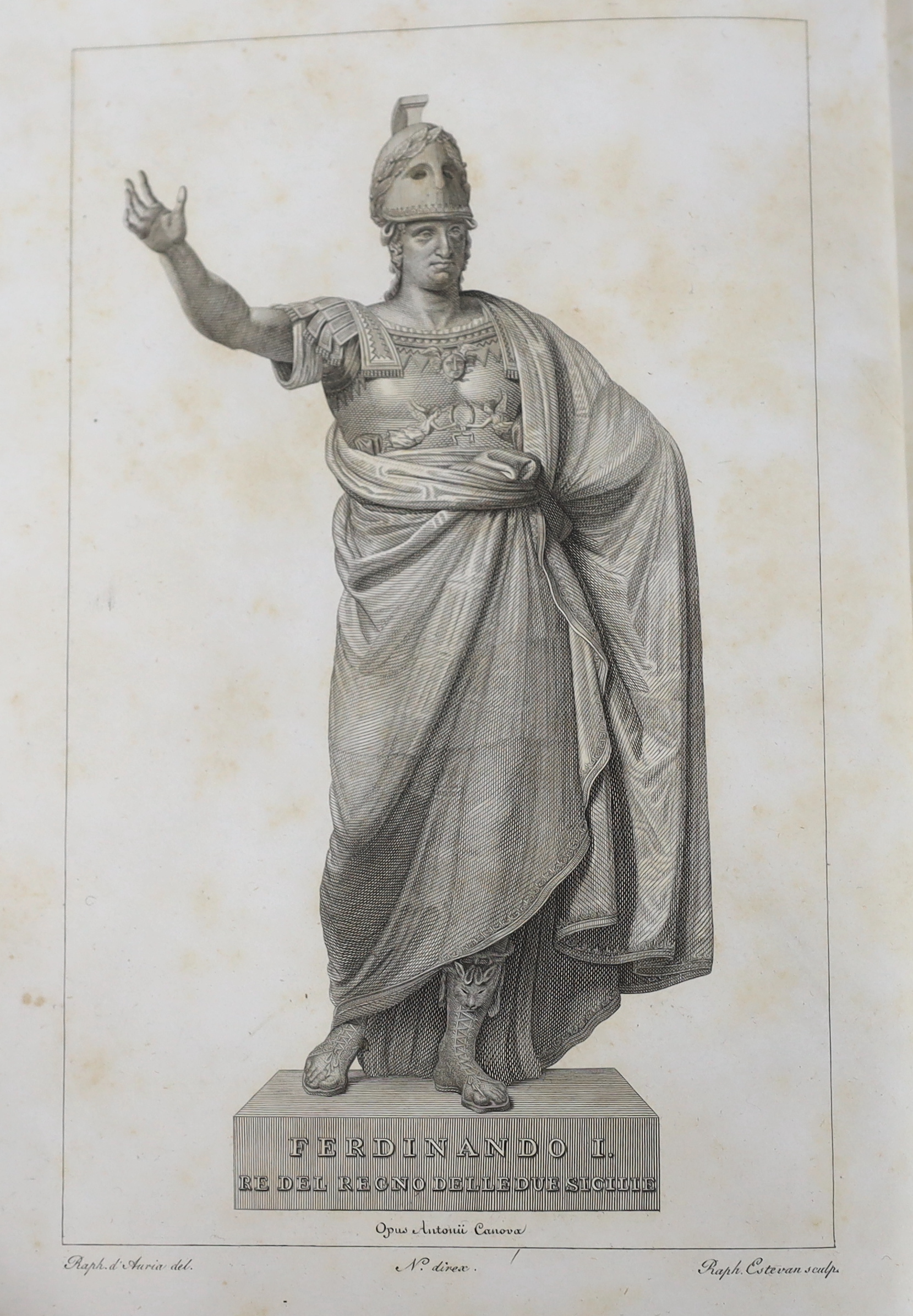 Real Museo Borbonico. vols. I-12 (only, ex 16). many engraved plates (some folded); mid 19th cent. gilt ruled maroon half morocco and cloth with panelled spines and gilt tops, 4to. Naples, 1824-39